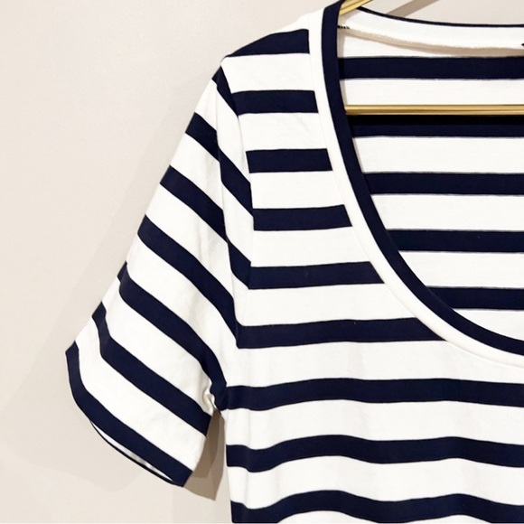 J. Crew Knit Midi Dress in Nautical Navy Stripe 100% cotton Medium - Picture 3 of 9